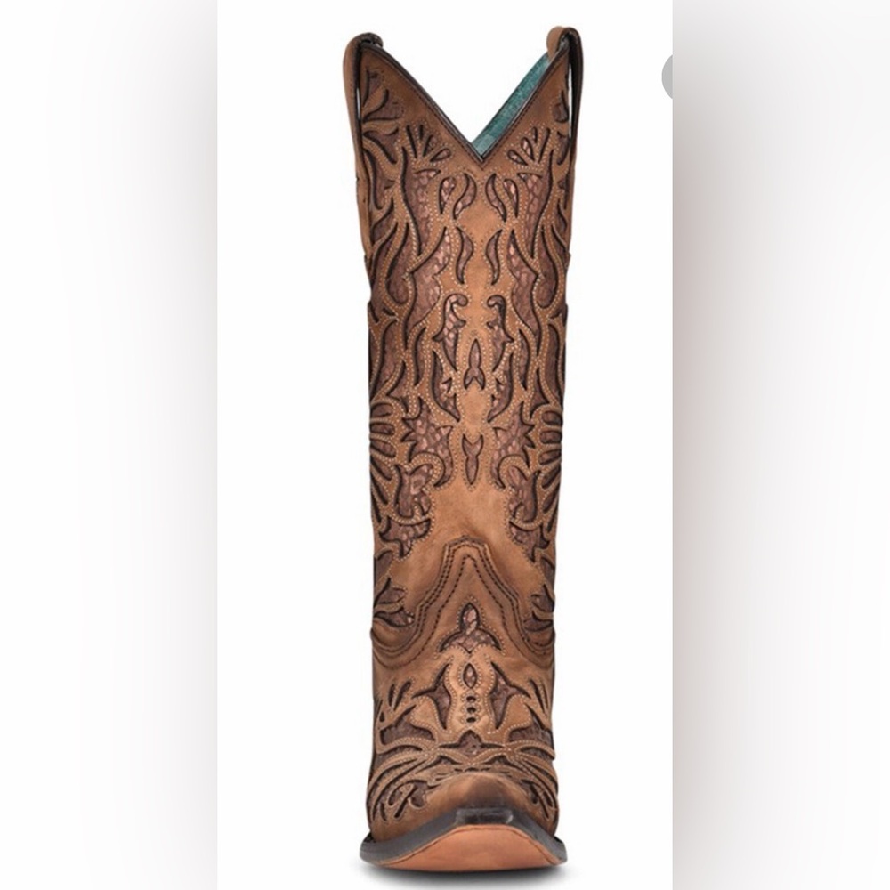 Corral Tan and Teal Western Boots - Picture 2 of 8